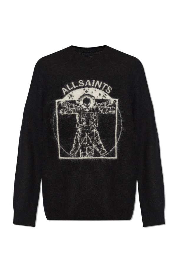 ALLSAINTS Men's online Long Sleeve Black Alpaca Wool Midnight Crewneck Sweater Small